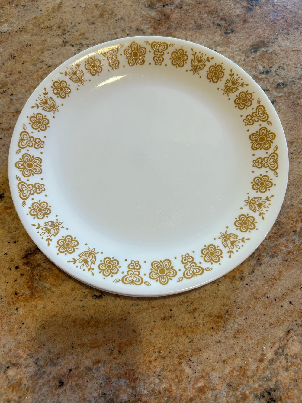 Corelle Pyrex “Butterfly Gold” Dinner Plates 10” Vitrelle Glass (6) No chips.